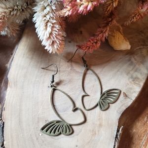 Handmade Spring & Summer Dancing Butterfly Bronze Statement Dangle Earrings